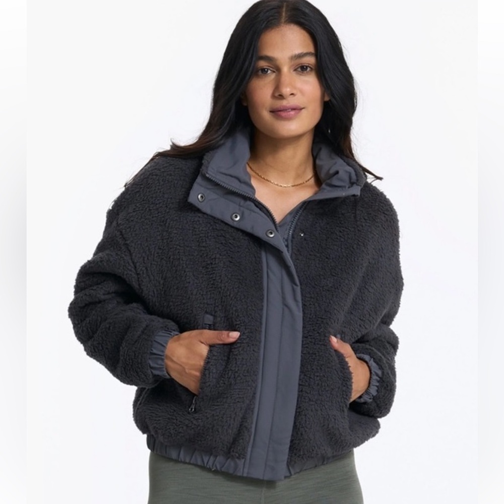 * Vuori cozy Sherpa jacket Fleece full zip Jacket charcoal size S